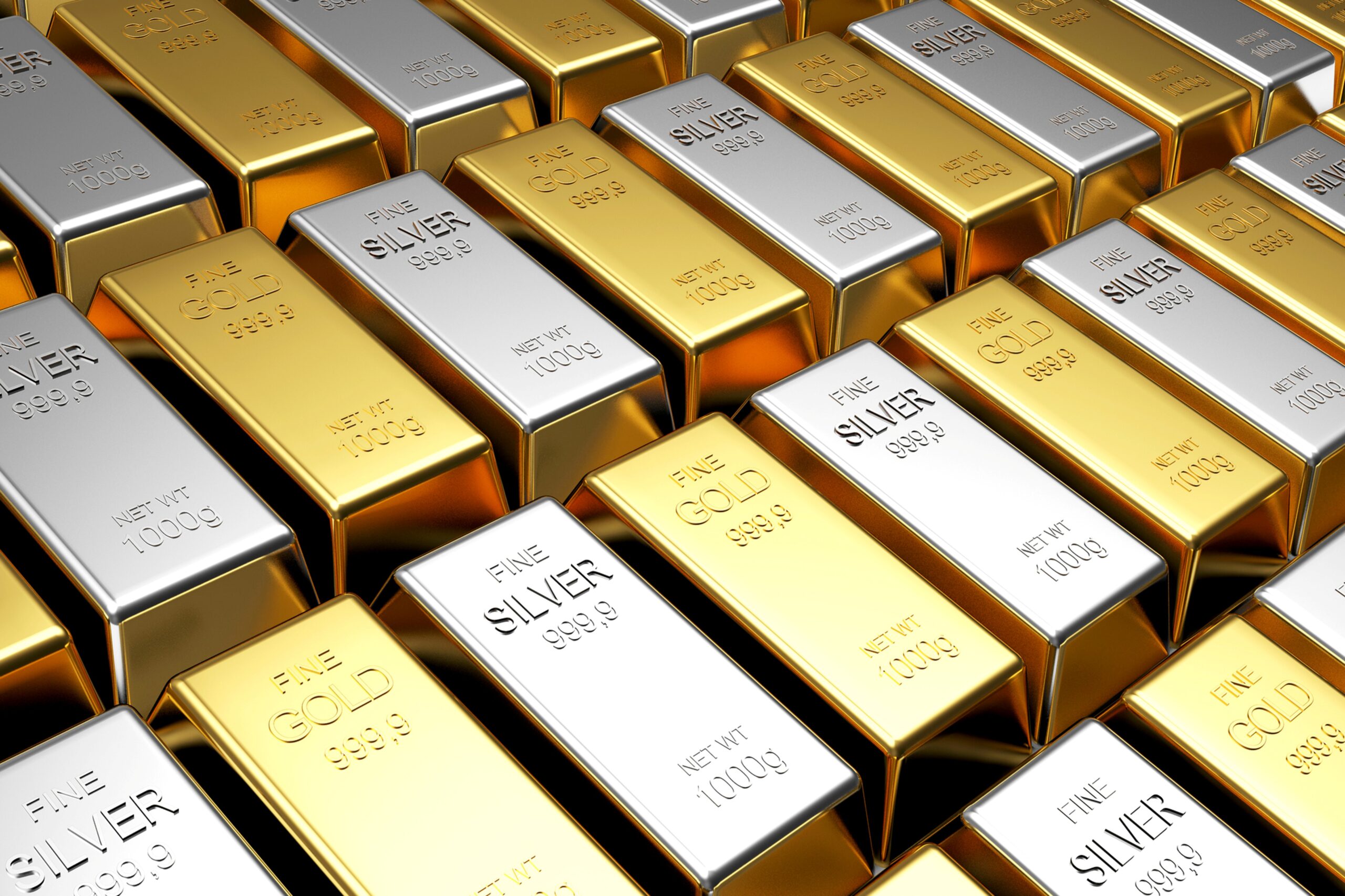 silver and gold bars